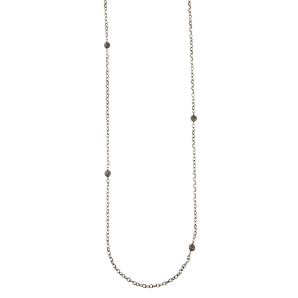 SHERYL LOWE 2.06CTW DIAMOND BALL STERLING SILVER STATION NECKLACE